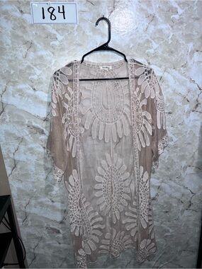 Rebellion Crochet Open-Front Tunic - Blush & Cream